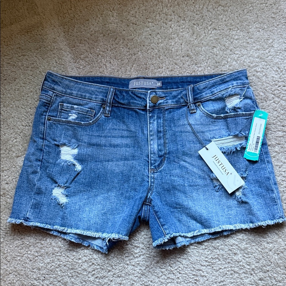 Just USA Ripped Blue Denim Shorts
